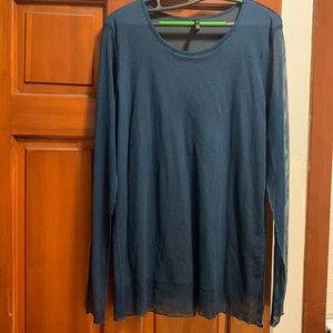Porto size 4 shirt , lined, transparent arms, teal , pit to pit 21